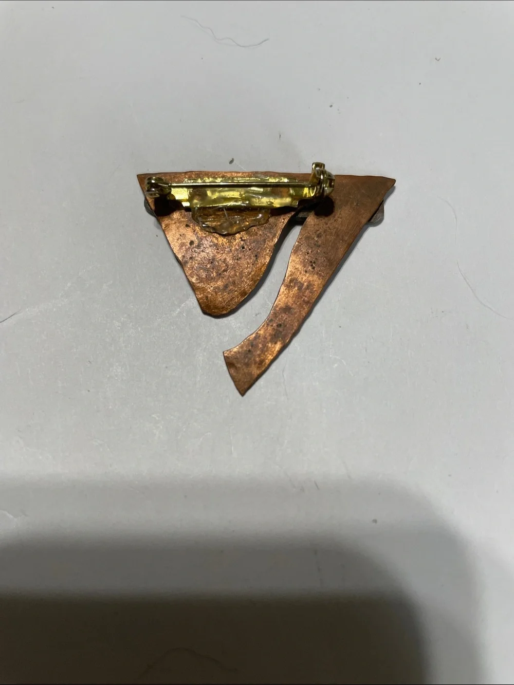 Copper and Silver-Tone Abstract Brooch